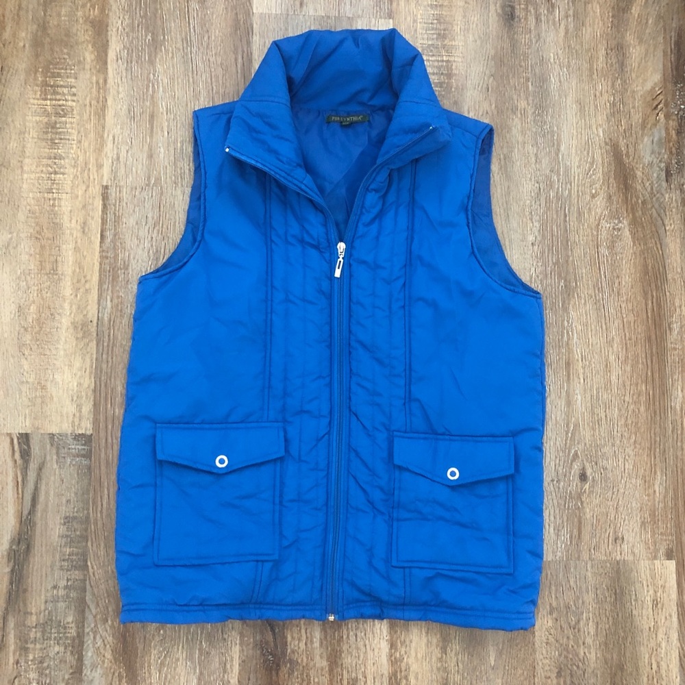 For Cynthia Royal Blue Zip Up Puffer Vest
